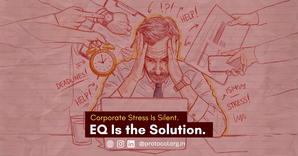 Corporate professionals managing workplace stress through Emotional Intelligence and resilience training